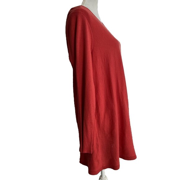J.Jill Womens Silk Blend Tunic Top Size Medium Red Boat Neck - Picture 6 of 9